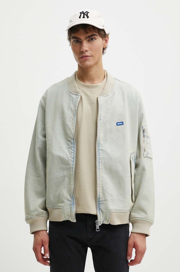 Džínová bomber bunda Hugo Blue riflovina modrá 50516562
