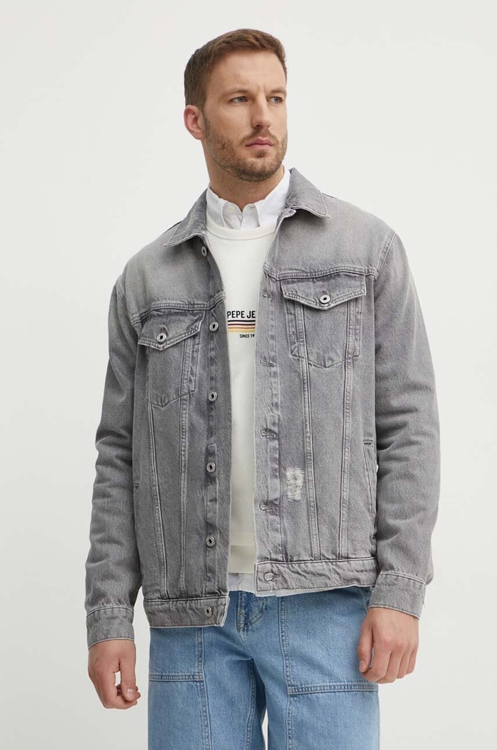 Džínová bunda Pepe Jeans RELAXED JACKET šedá PM402972UI3