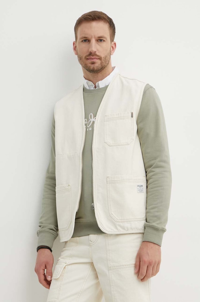 Rifľová vesta Pepe Jeans ELM UTILTY GILET béžová PM402999