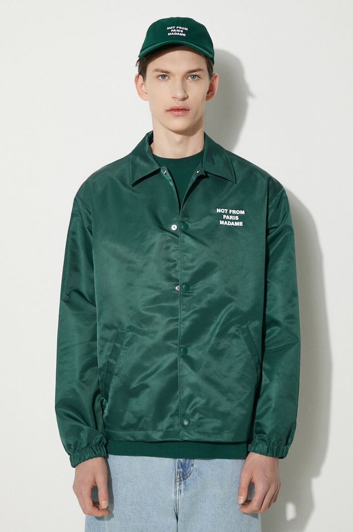 Μπουφάν Drôle de Monsieur La Veste Slogan χωρίς μόνωση πράσινο PERM.JT183.PA014.DGN