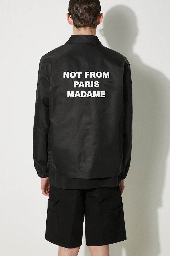 Drôle de Monsieur geacă cu aspect de cămașă La Veste Slogan PERM.JT183.PA014.BL