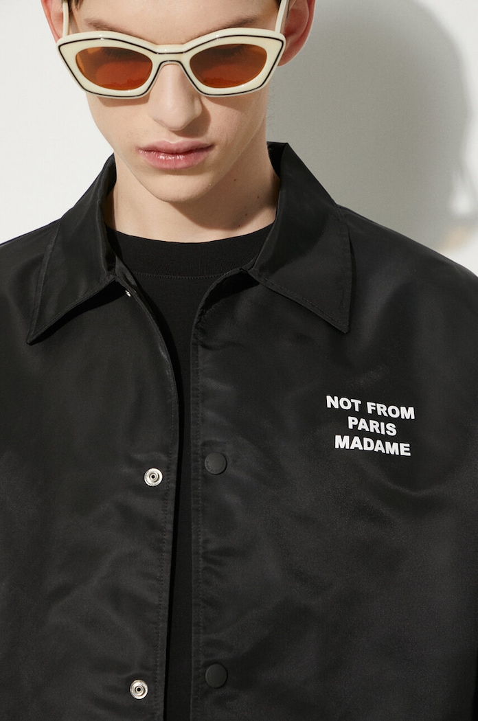 Drôle de Monsieur geacă cu aspect de cămașă La Veste Slogan PERM.JT183.PA014.BL