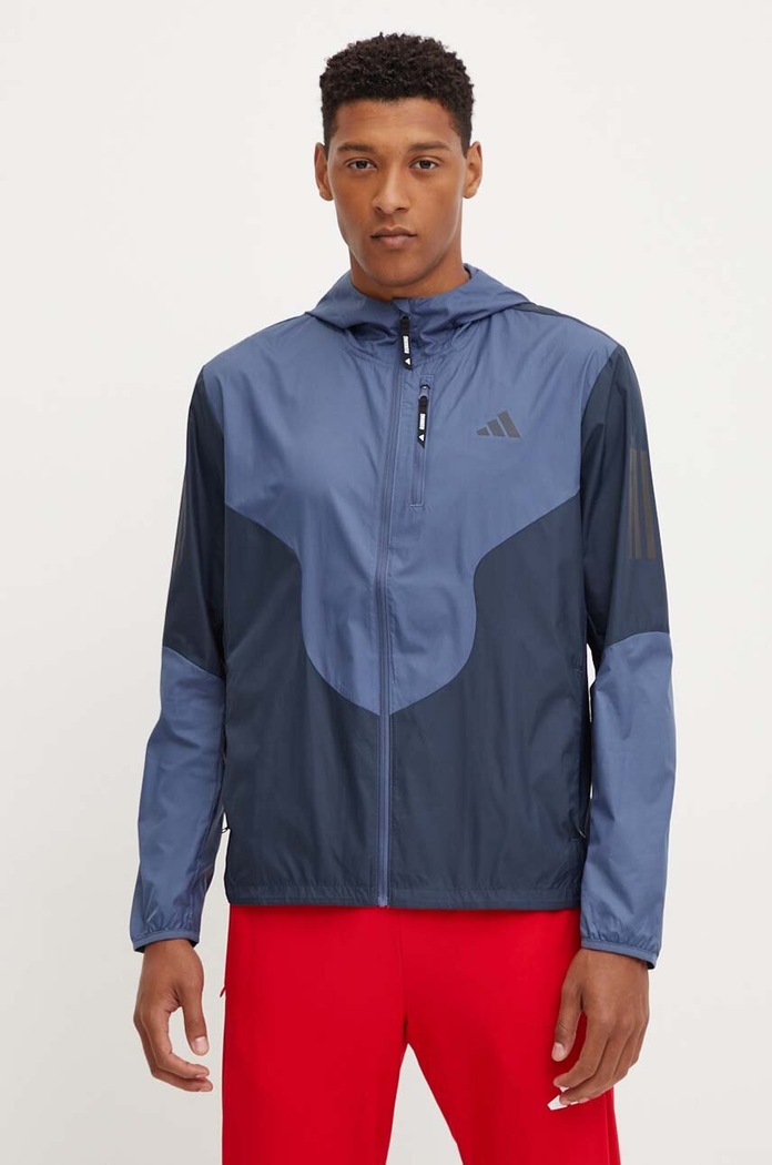 adidas Performance jachetă de alergare Own The Run Base necaptusit albastru IV7670