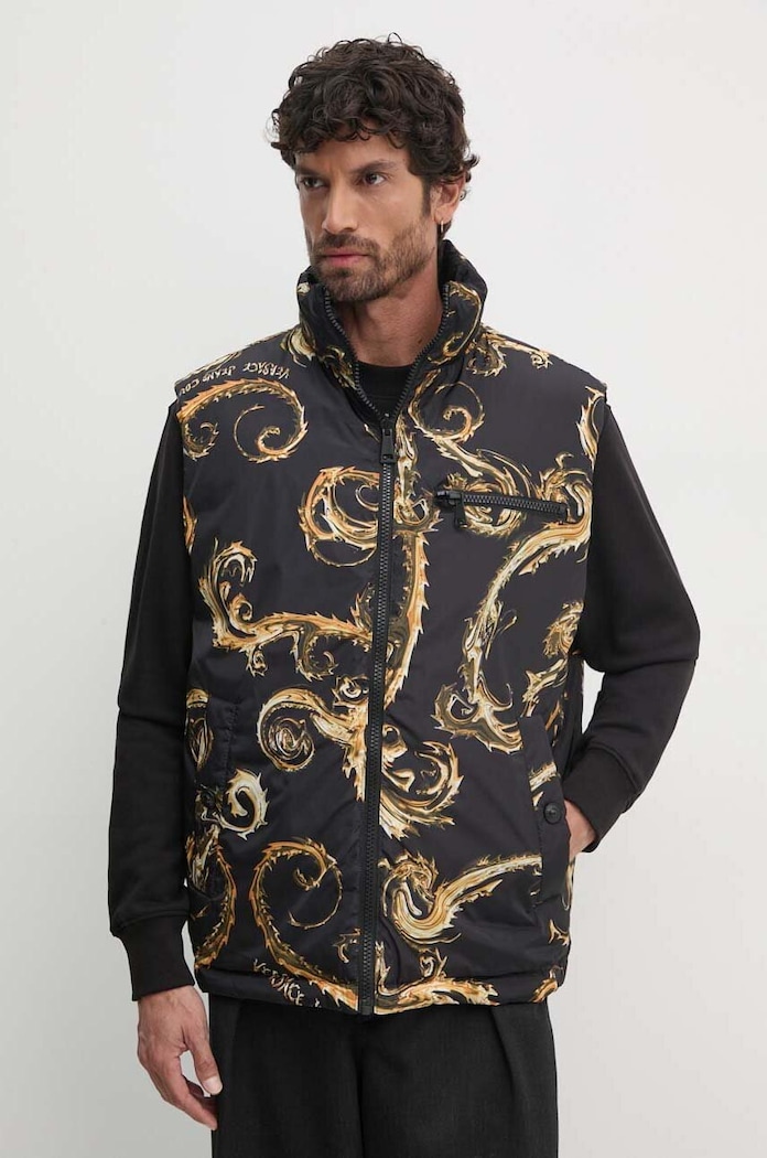 Obojstranná páperová vesta Versace Jeans Couture prechodné čierna 77GAPD22.CQD54