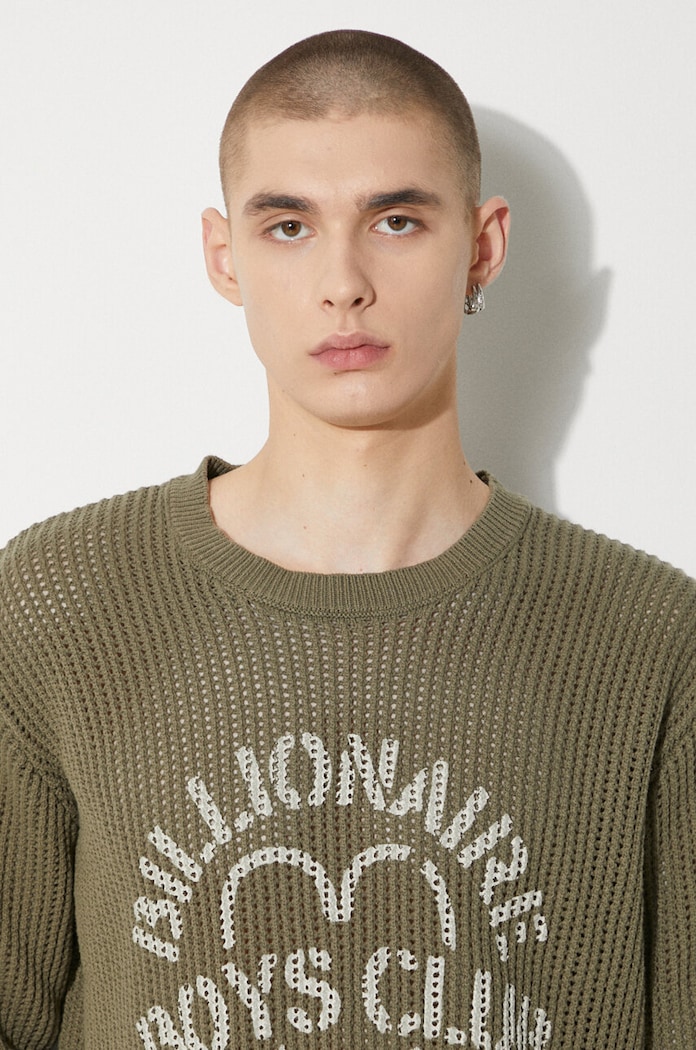 Bavlnený sveter Billionaire Boys Club Heart & Mind Stencil Logo Jumper B24224 zelená
