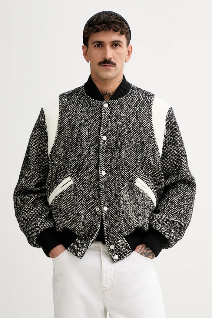 Bunda bomber s prímesou vlny Kenzo Wool Varsity Jacket bez kapucne čierna FE65BL1489OX.99