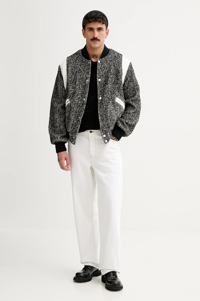 Bunda bomber s prímesou vlny Kenzo Wool Varsity Jacket FE65BL1489OX.99 čierna AW24