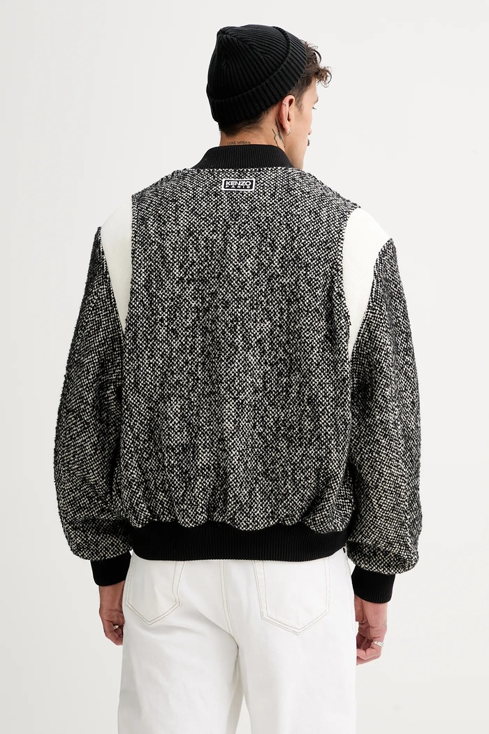 Oblečenie Bunda bomber s prímesou vlny Kenzo Wool Varsity Jacket FE65BL1489OX.99 čierna