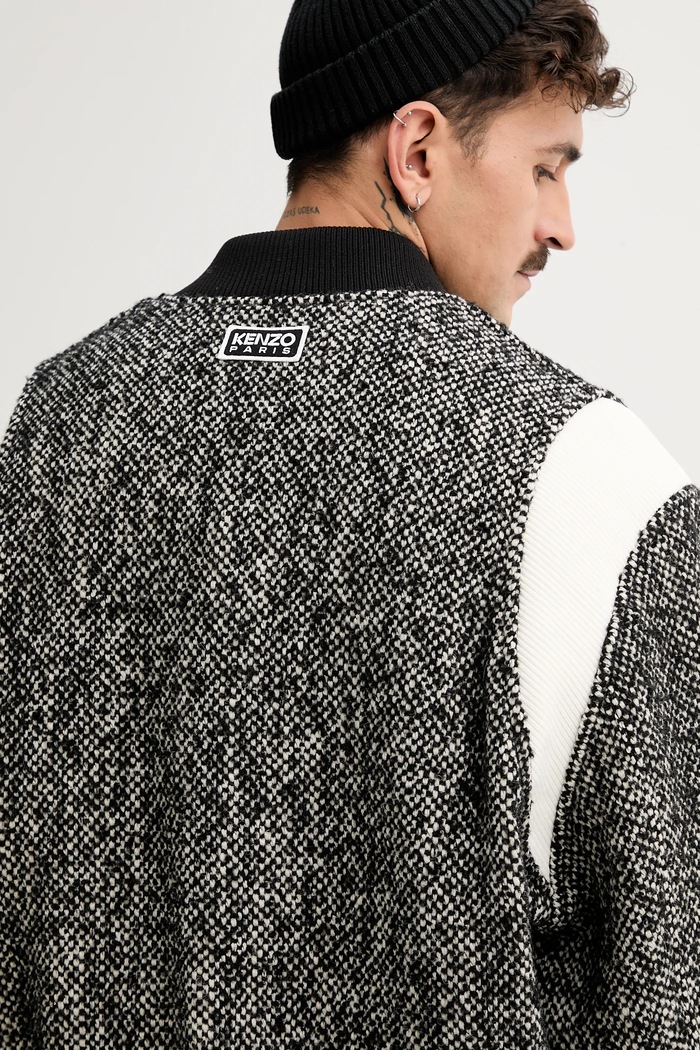 Bunda bomber s prímesou vlny Kenzo Wool Varsity Jacket čierna FE65BL1489OX.99