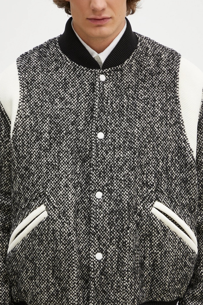Kenzo giacca bomber in misto lana Wool Varsity Jacket nero FE65BL1489OX.99