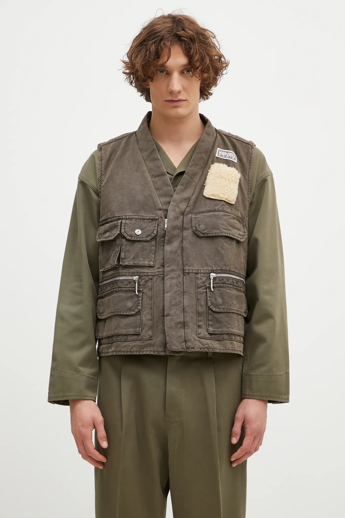 Kenzo vestă din bumbac Multipocket Gilet altele maro FE65VE0089GK.92
