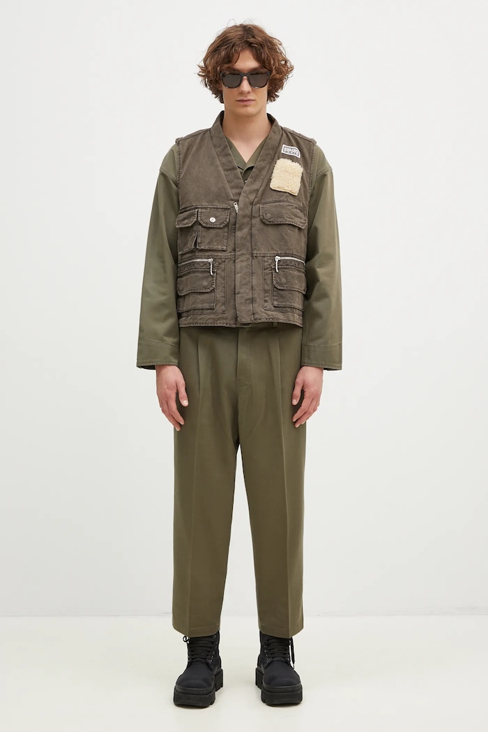 Kenzo vestă din bumbac Multipocket Gilet FE65VE0089GK.92