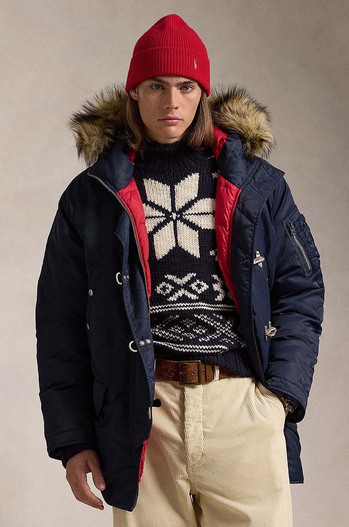 Μπουφάν με επένδυση από πούπουλα Polo Ralph Lauren πουπουλένιο σκούρο μπλε 710949233