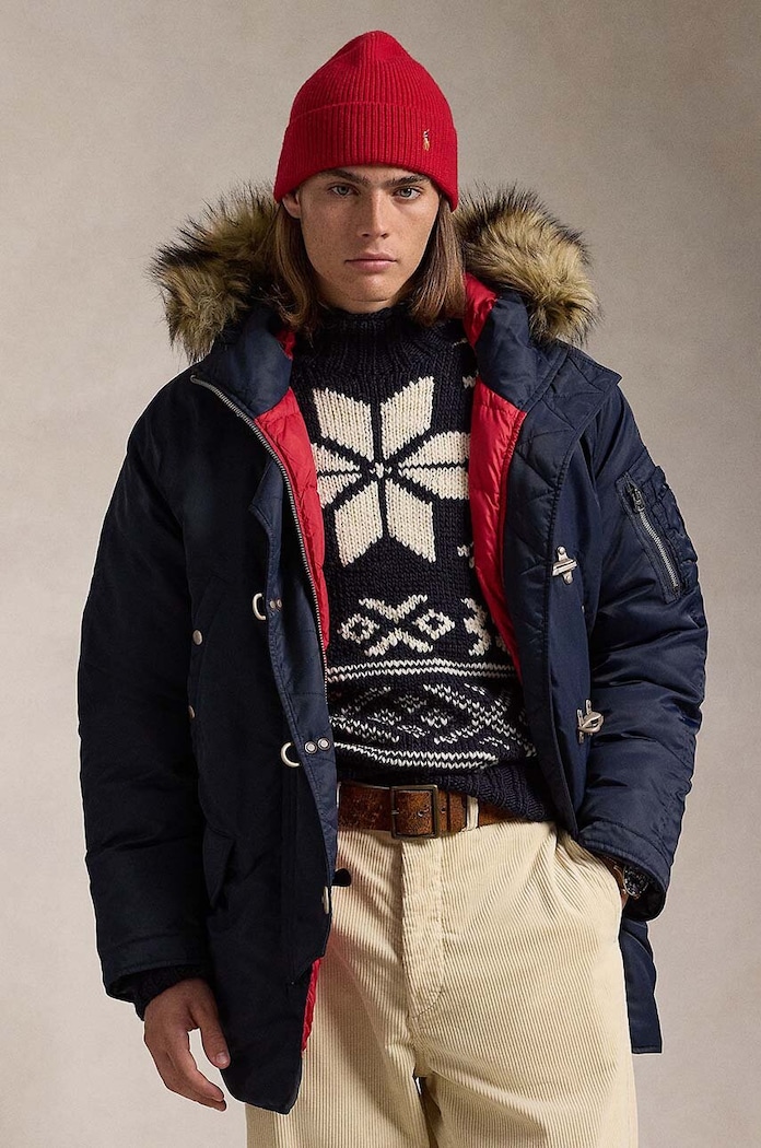 Μπουφάν με επένδυση από πούπουλα Polo Ralph Lauren πουπουλένιο σκούρο μπλε 710949233