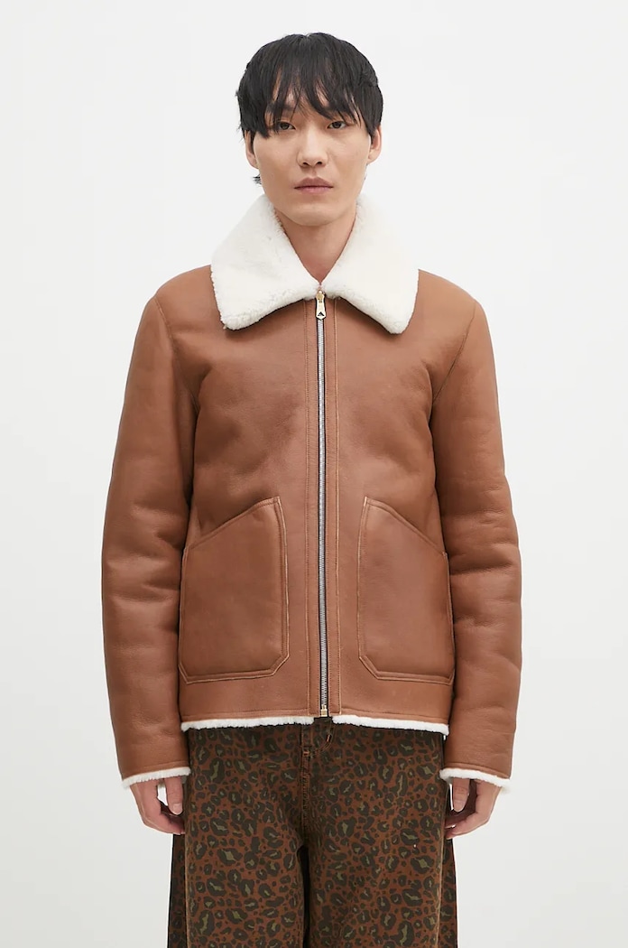 Двостороння шкіряна куртка Paul Smith без капюшона коричневий M1R.079Z.N02447