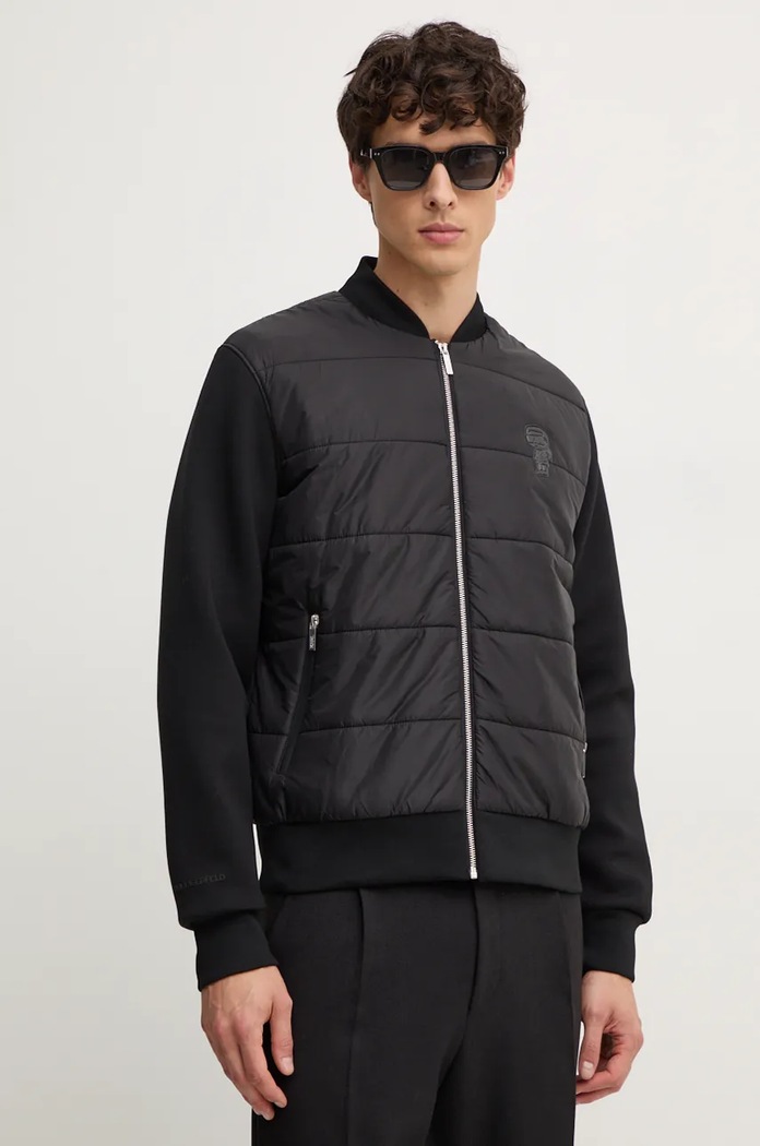 Karl Lagerfeld kurtka bomber bez kaptura czarny 544561.505062