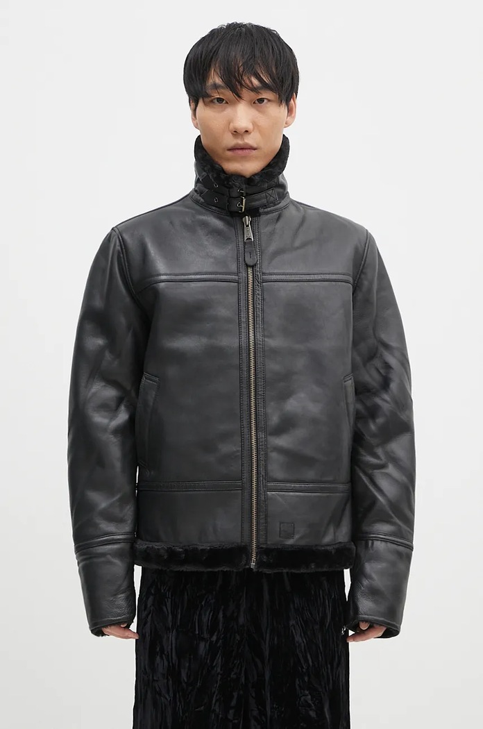 Δερμάτινο μπουφάν Alpha Industries B3 Leather μεταβατικό μαύρο 148114