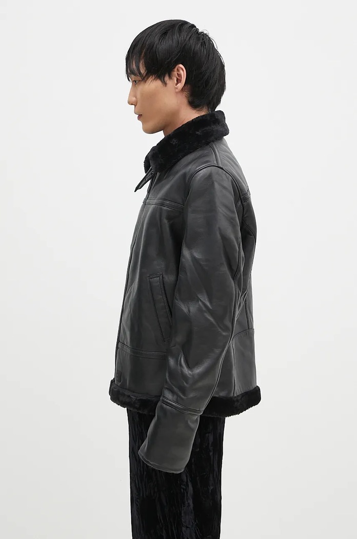 Δερμάτινο μπουφάν Alpha Industries B3 Leather 148114 μαύρο AW24
