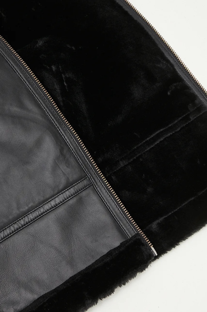 Δερμάτινο μπουφάν Alpha Industries B3 Leather 148114 μαύρο