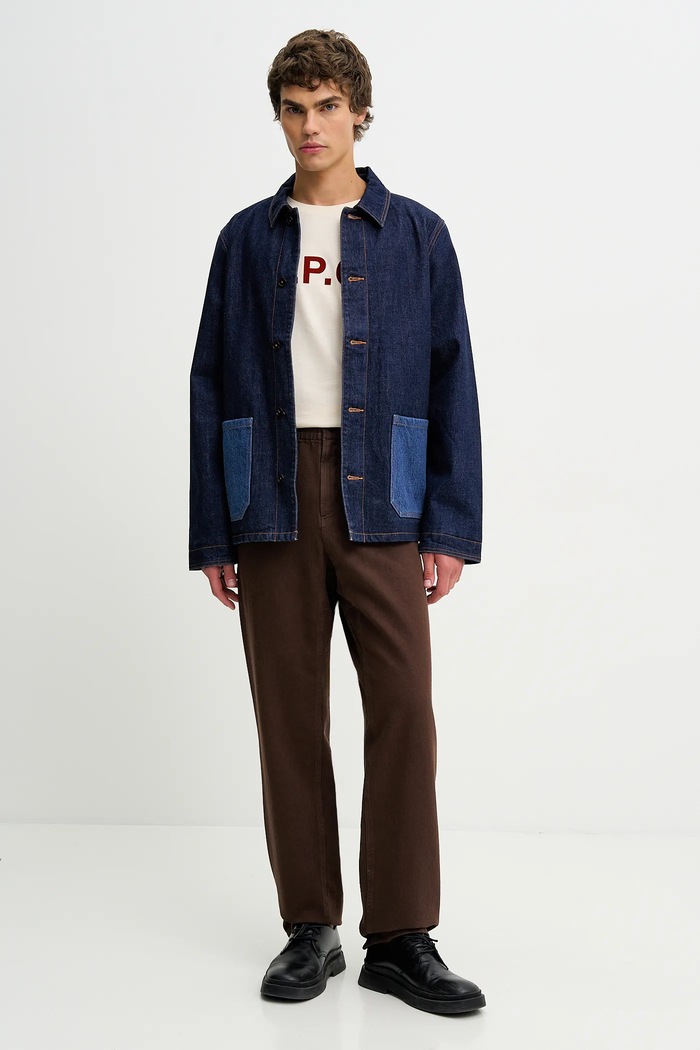 Rifľová bunda A.P.C. Veste Anthonin COHDM.M02967.IAL tmavomodrá AW24
