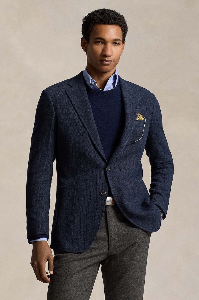 Polo Ralph Lauren blazer Broken Herringbone jersey navy 715952597