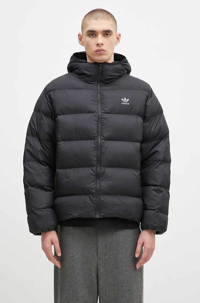 adidas Tonal Hooded Puffer Jacket Black with black IY3396
