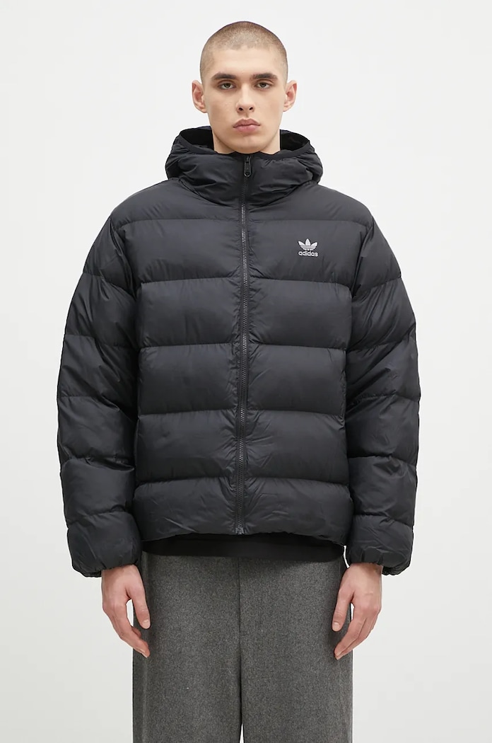 adidas Tonal Hooded Puffer Jacket Black with black IY3396