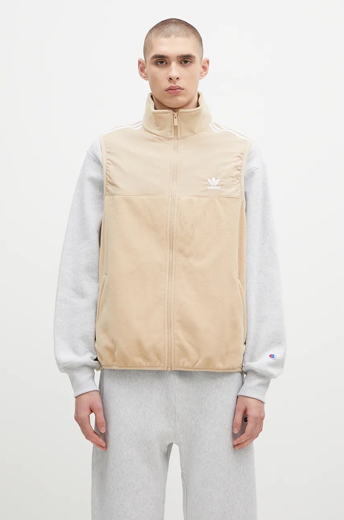 Αμάνικο μπουφάν adidas Originals Fleece Vest χωρίς μόνωση μπεζ IZ2483