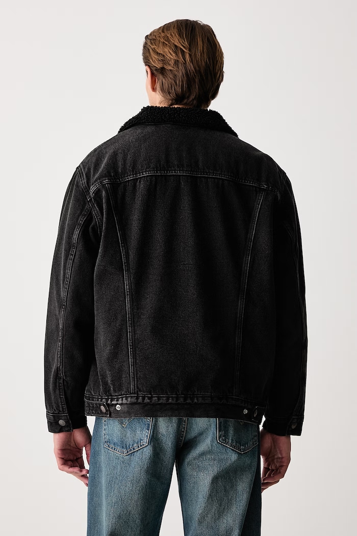 Oblečenie Levi's Džínsová bunda pánska rifľová RELAXED FIT SHERPA A5784 čierna