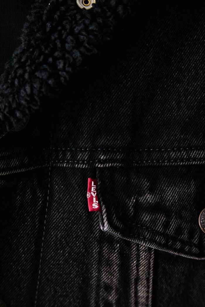 Džínsová bunda pánska rifľová RELAXED FIT SHERPA Levi's čierna A5784