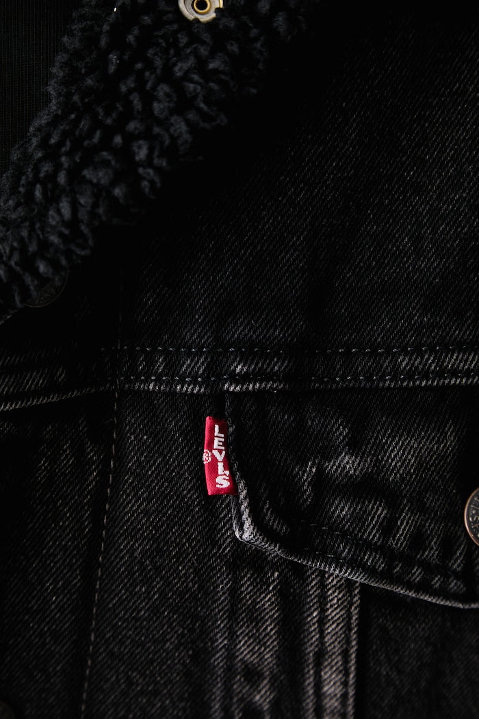 Džínsová bunda pánska rifľová RELAXED FIT SHERPA Levi's čierna A5784