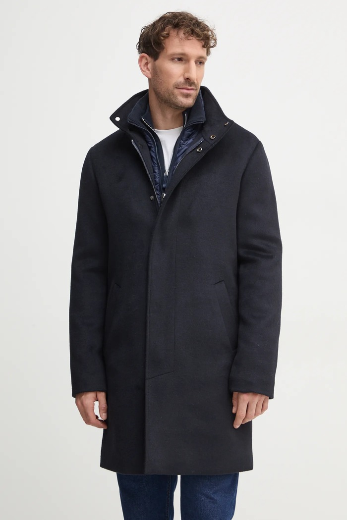 Guess płaszcz z domieszką wełny URBAN pozostałe granatowy M4BL30.WGJ82