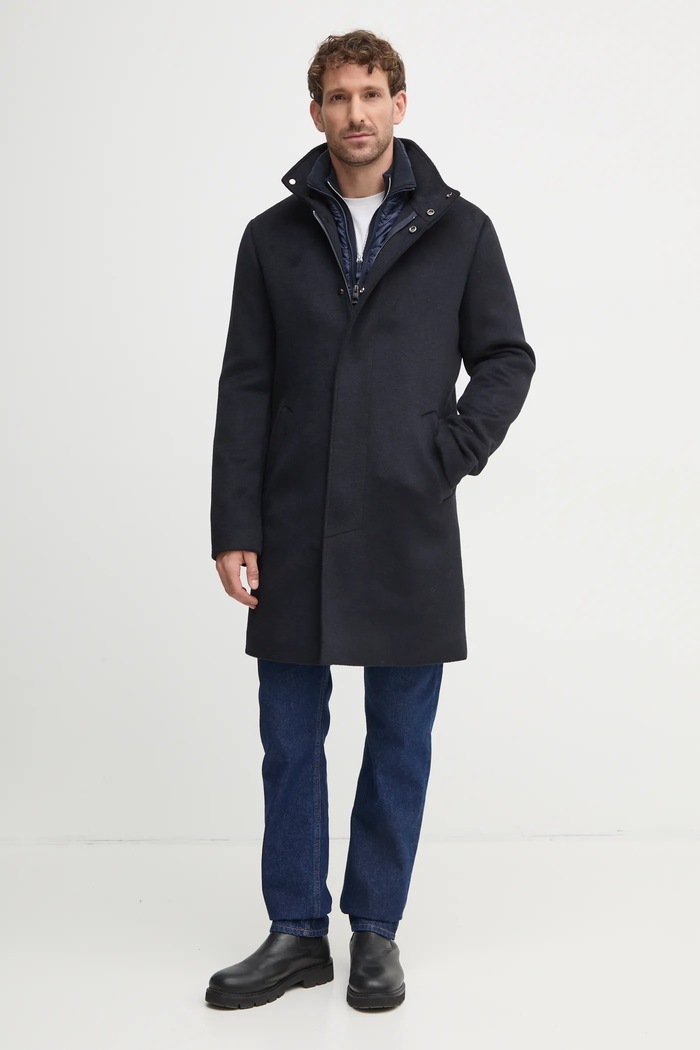 Guess płaszcz z domieszką wełny URBAN M4BL30.WGJ82 granatowy AW25