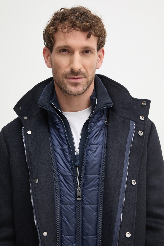 Guess płaszcz z domieszką wełny URBAN M4BL30.WGJ82 granatowy