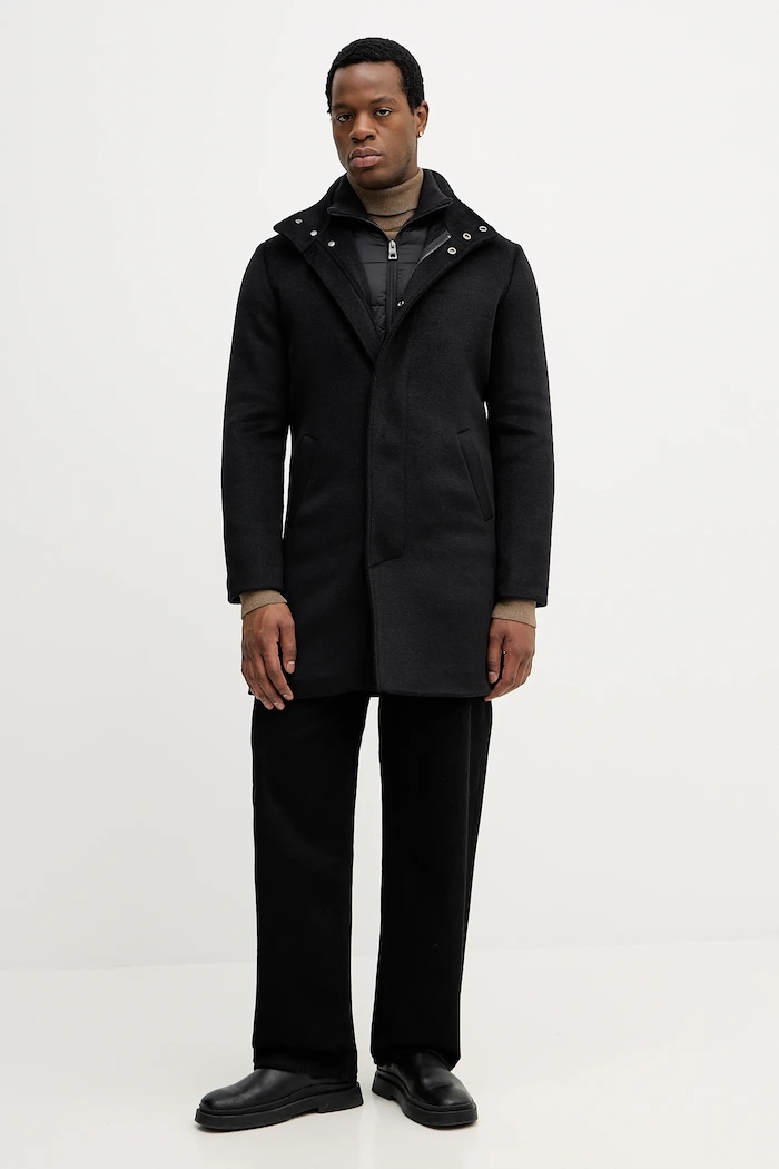 Guess płaszcz z domieszką wełny URBAN M4BL30.WGJ82 czarny AW25
