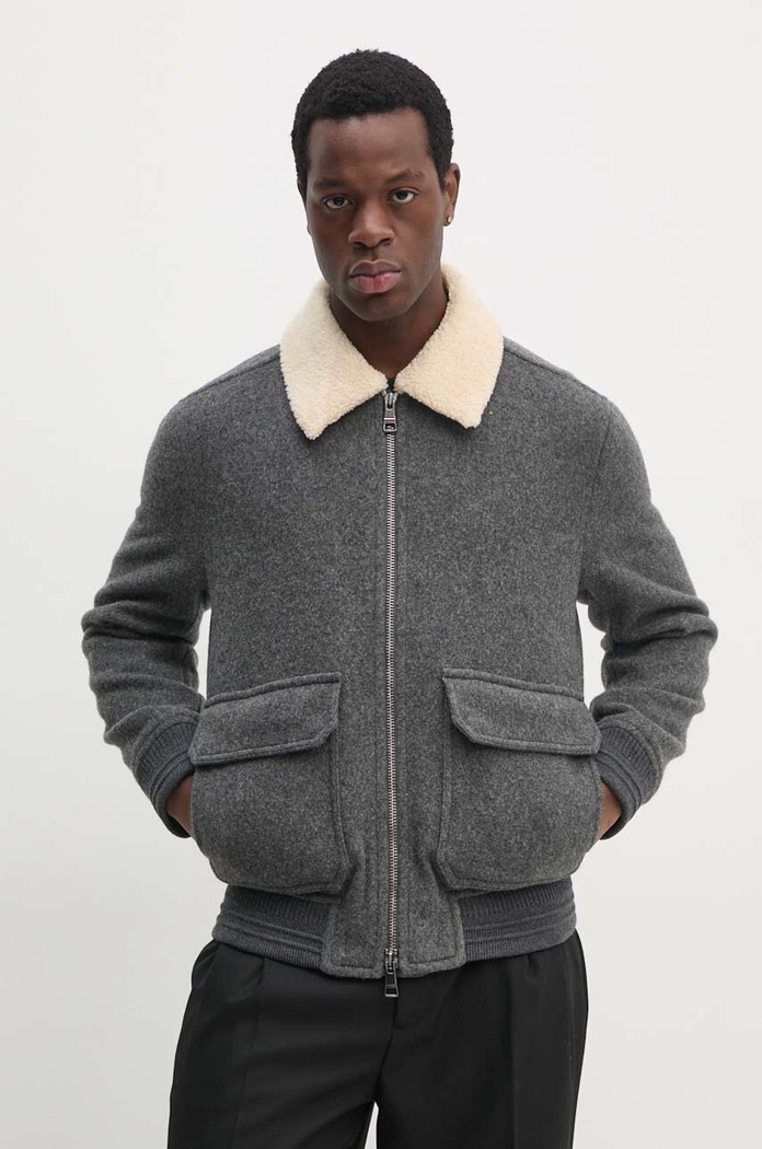 Tommy Hilfiger geaca de lana cu captuseala gri MW0MW36610