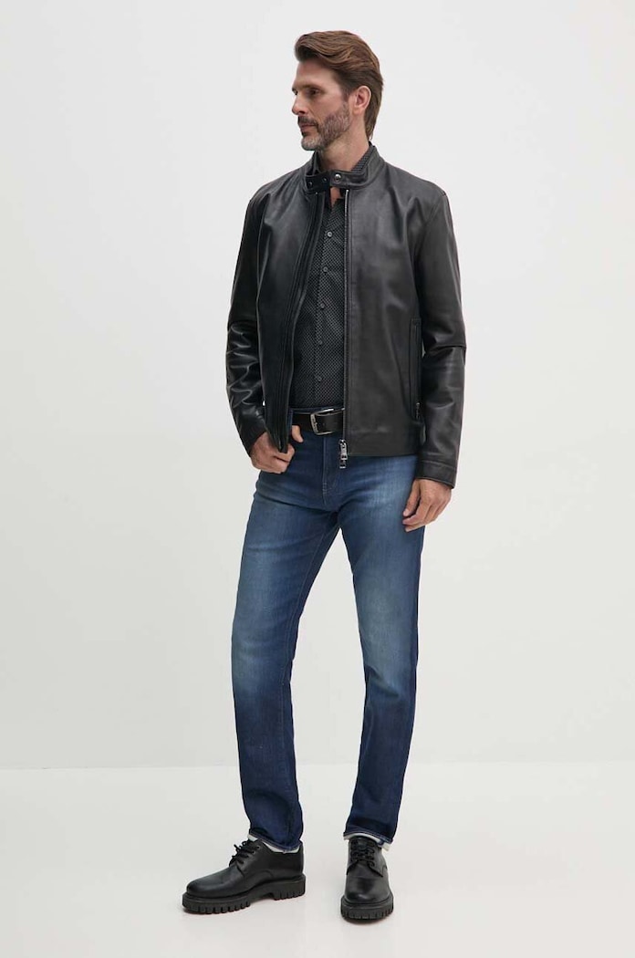 Tommy Hilfiger kurtka skórzana MW0MW36635 czarny AW24