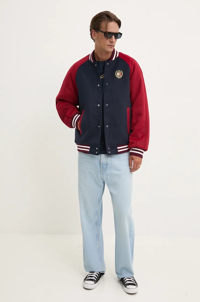 Tommy Jeans kurtka bomber z domieszką wełny DM0DM19631 granatowy AW24