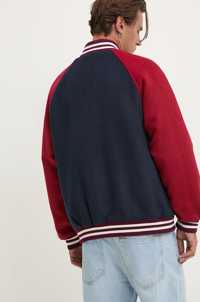 Odzież Tommy Jeans kurtka bomber z domieszką wełny DM0DM19631 granatowy