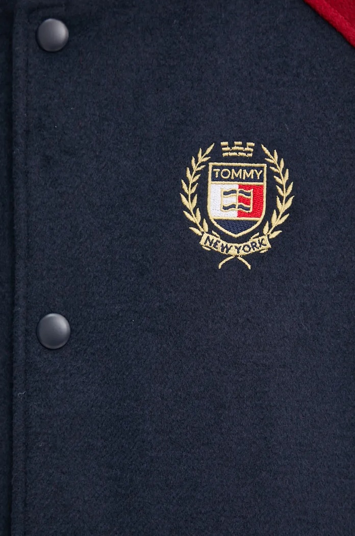 Tommy Jeans kurtka bomber z domieszką wełny DM0DM19631 granatowy