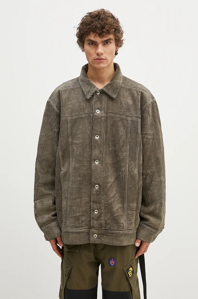 Menčestrová bunda Rick Owens Jumbo Worker jemné zateplenie sivá DU02D2761.HCF