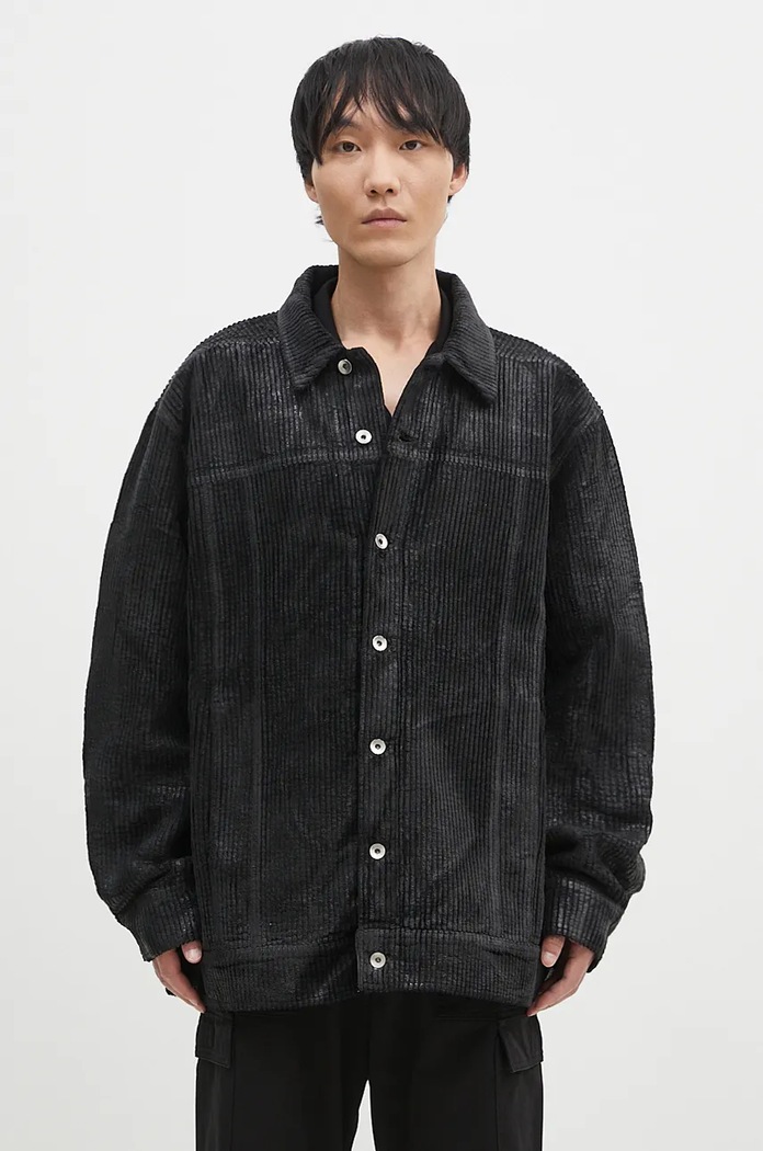 Rick Owens kurtka sztruksowa Jumbo Worker przejściowe czarny DU02D2761.HCF