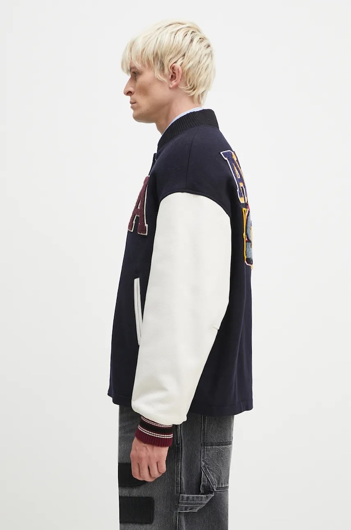 Vunena jakna AMBUSH Stadium Jacket BMEK002F24FAB0014628 mornarsko plava AW24
