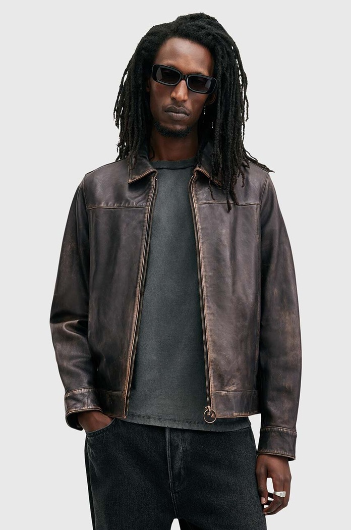 AllSaints Kurtka skórzana ALKAN czarny M018LB