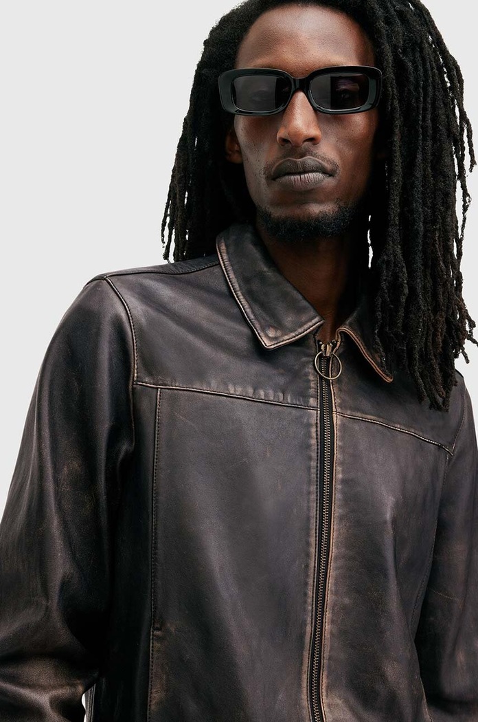AllSaints Kurtka skórzana ALKAN M018LB czarny AW24