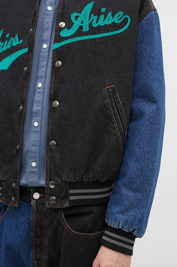 Джинсова куртка-бомбер Aries Varsity Denim Jacket AR7030302 чорний