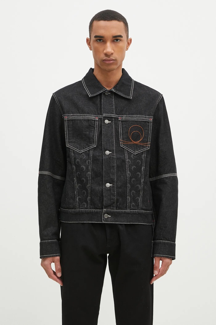 Τζιν μπουφάν Marine Serre Moon Laser Denim Trucker Jacket χωρίς μόνωση μαύρο MJA063A.RDEN0001