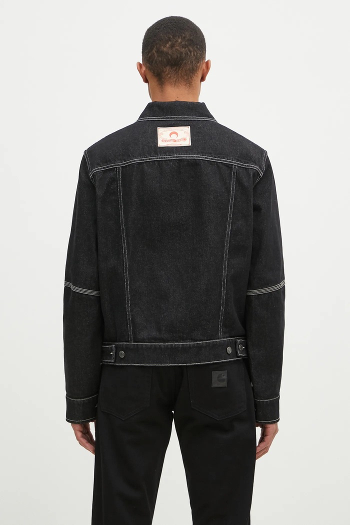 Ρούχα Τζιν μπουφάν Marine Serre Moon Laser Denim Trucker Jacket MJA063A.RDEN0001 μαύρο