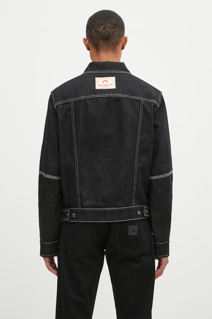 Ρούχα Τζιν μπουφάν Marine Serre Moon Laser Denim Trucker Jacket MJA063A.RDEN0001 μαύρο