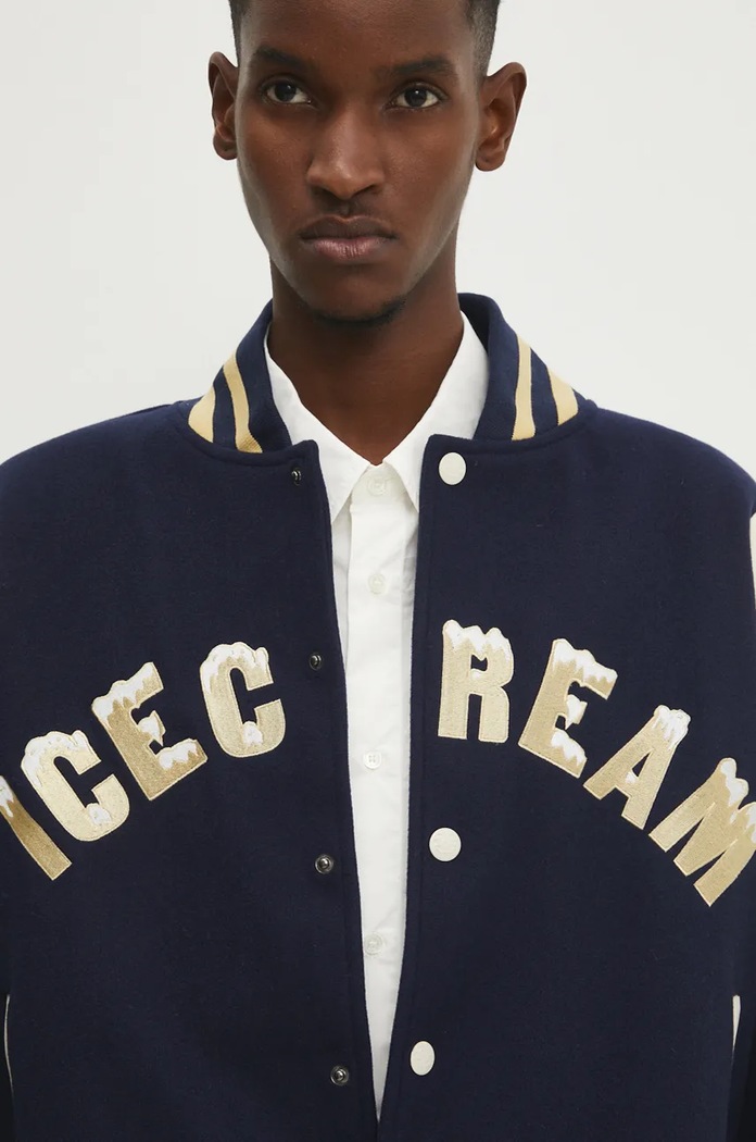 Bomber jakna ICECREAM Drippy Varsity Jacket mornarsko modra IC24301